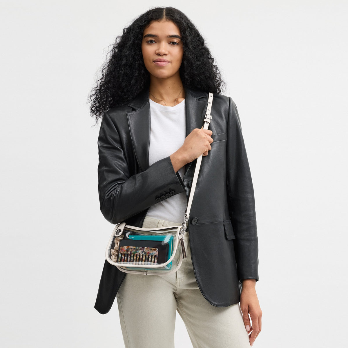 Coach Stadium Swinger Bag - Silver/Chalk (Women's)