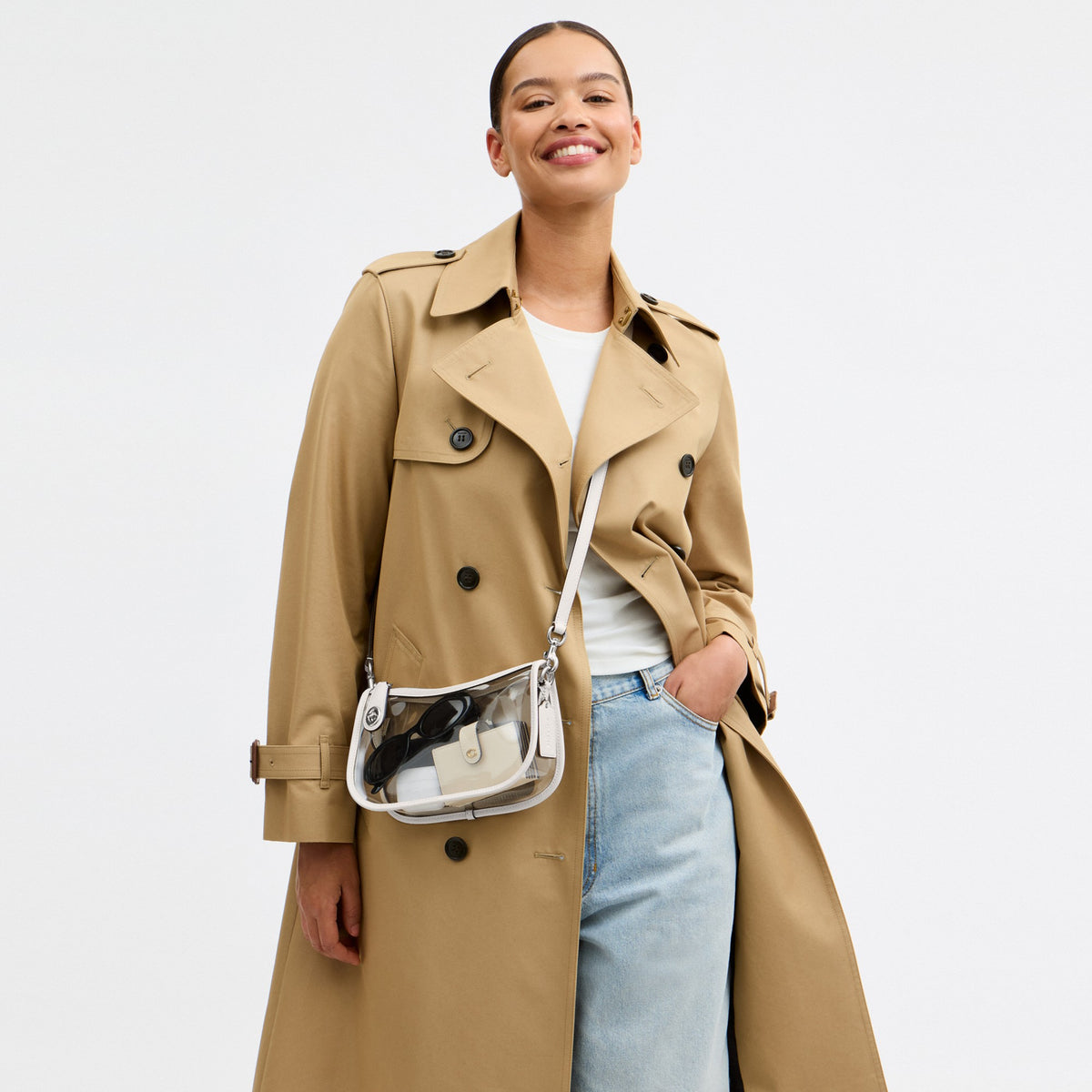 Coach Stadium Swinger Bag - Silver/Chalk (Women's)