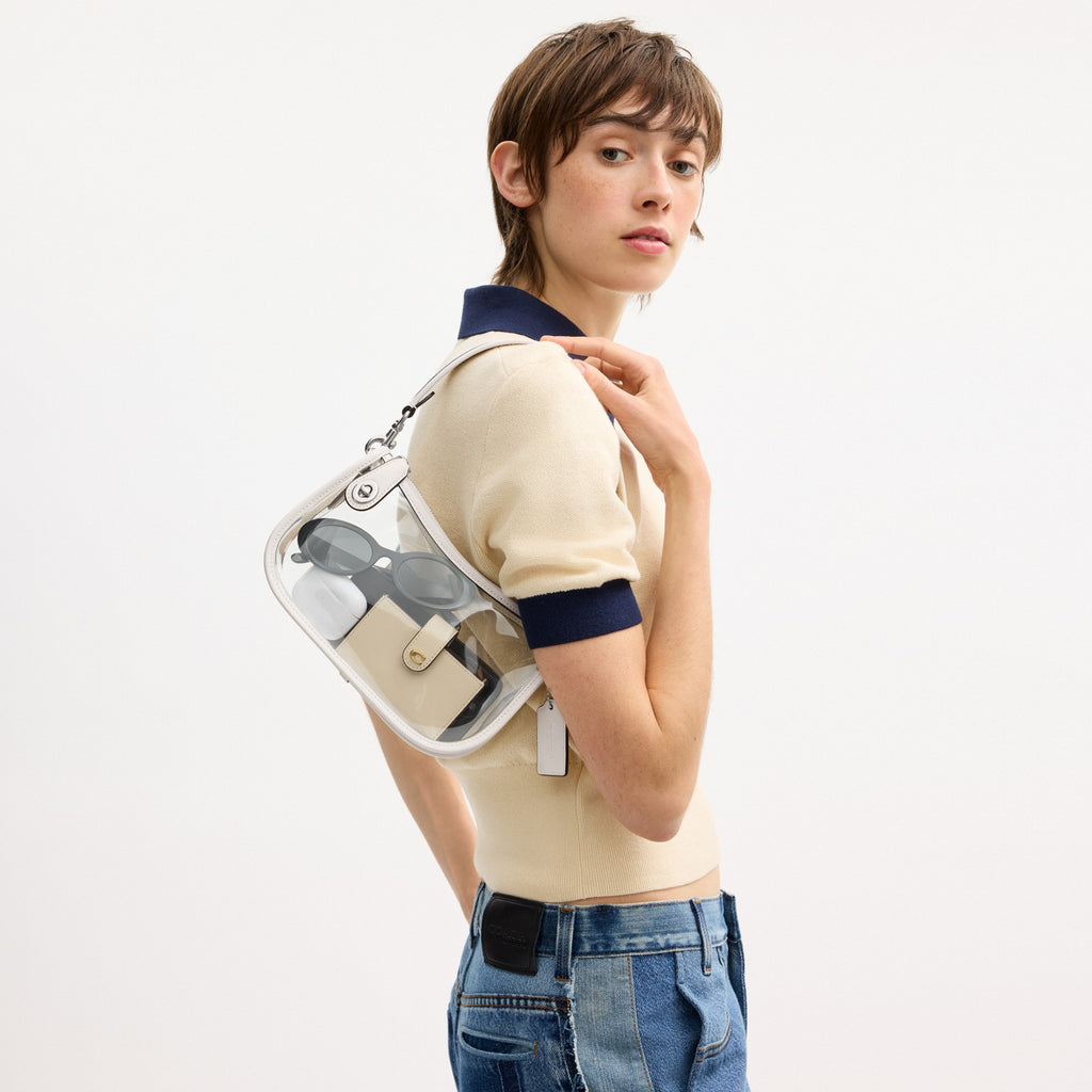 Coach Stadium Swinger Bag - Silver/Chalk (Women's)