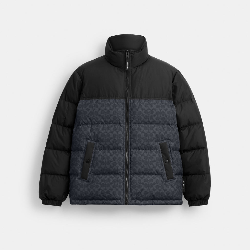 Coach Signature Down Jacket In Recycled Polyester - Charcoal Signature (Men's)