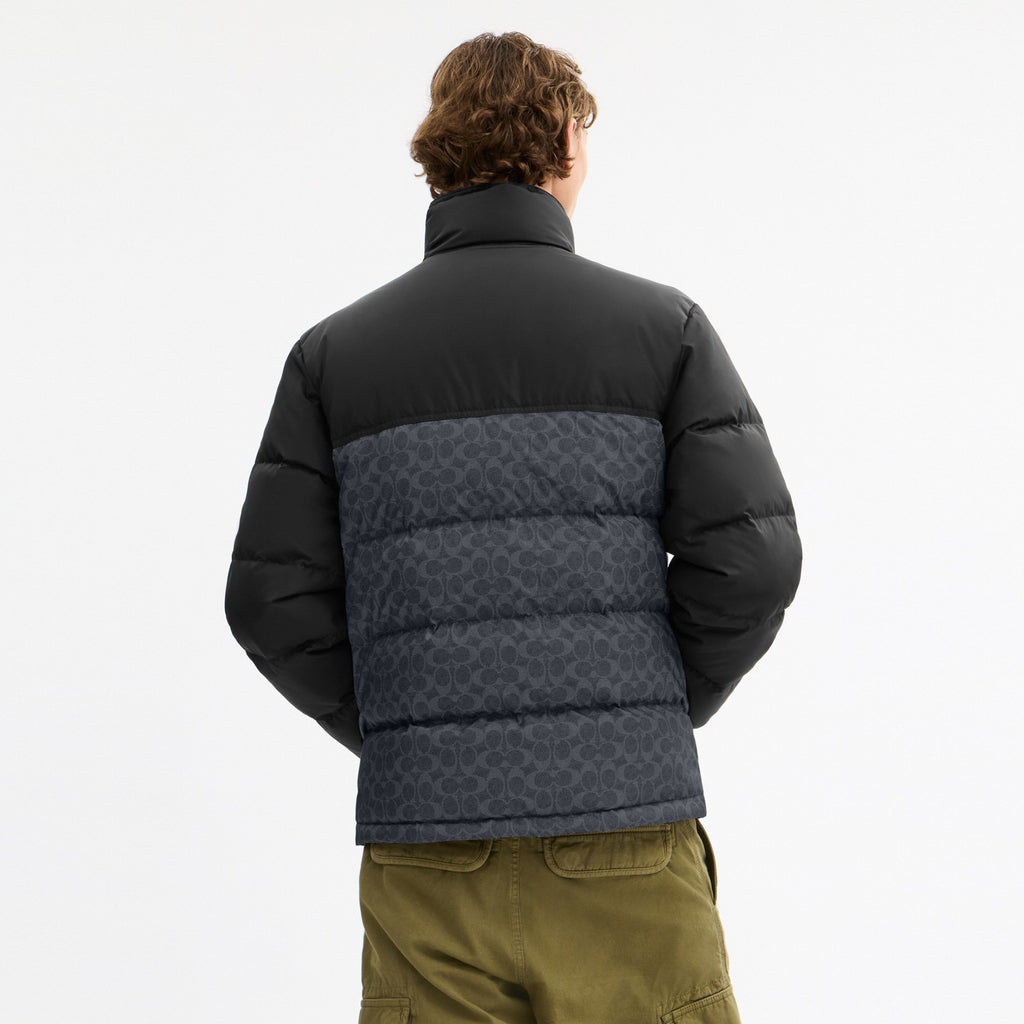 Coach Signature Down Jacket In Recycled Polyester - Charcoal Signature (Men's)