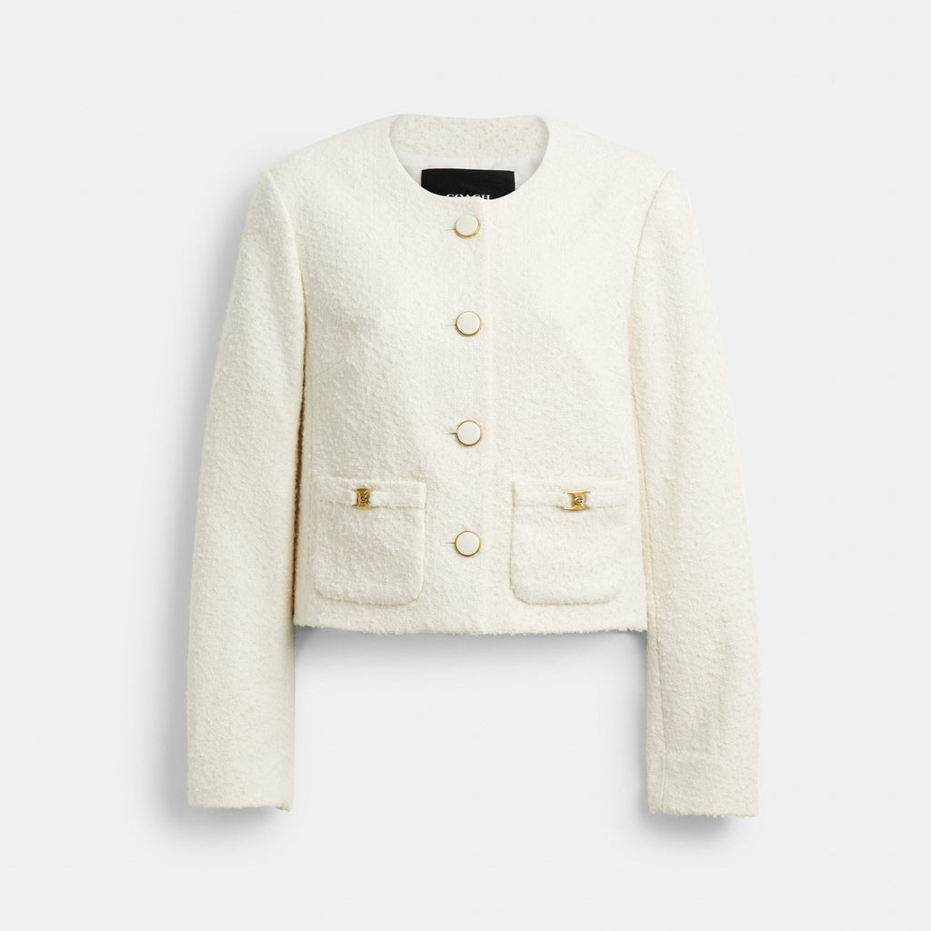 Coach Heritage C Boucle Jacket - Cream (Women's)