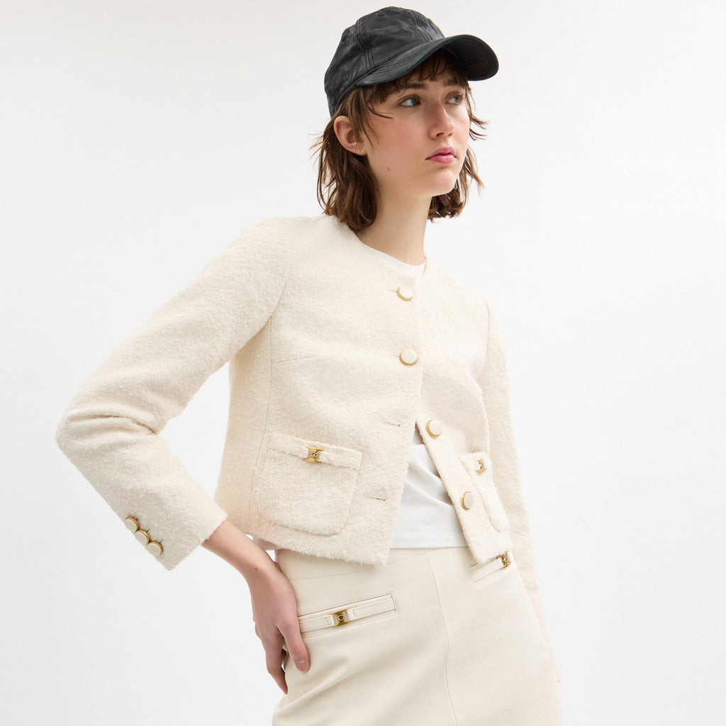 Coach Heritage C Boucle Jacket - Cream (Women's)