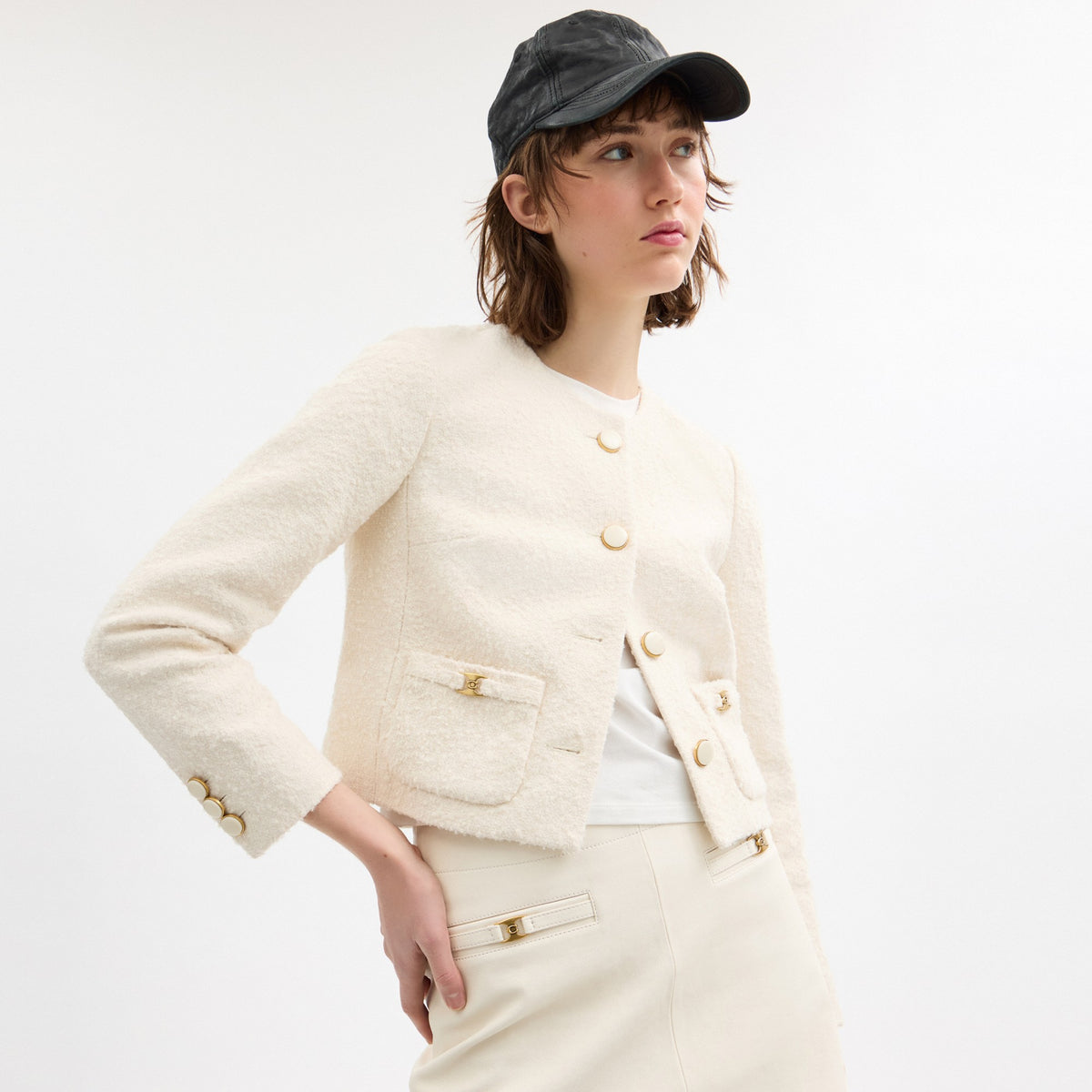 Coach Heritage C Boucle Jacket - Cream (Women's)