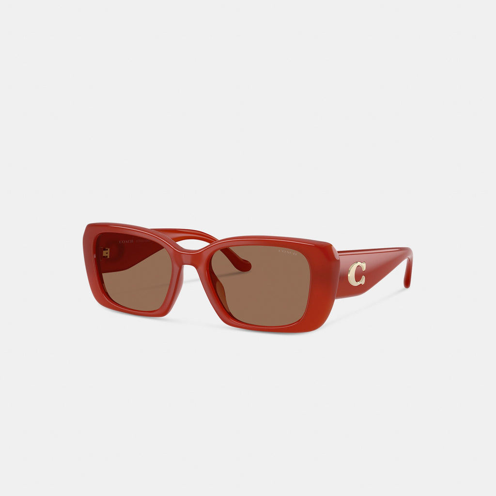 Coach Maxi Sculpted C Oversized Rectangle Sunglasses - Burnt Orange
