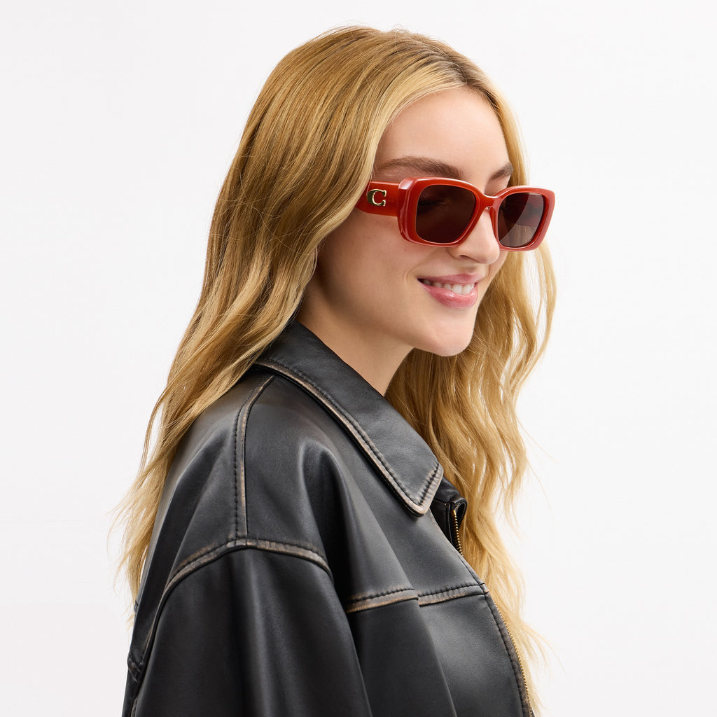 Coach Maxi Sculpted C Oversized Rectangle Sunglasses - Burnt Orange (4)