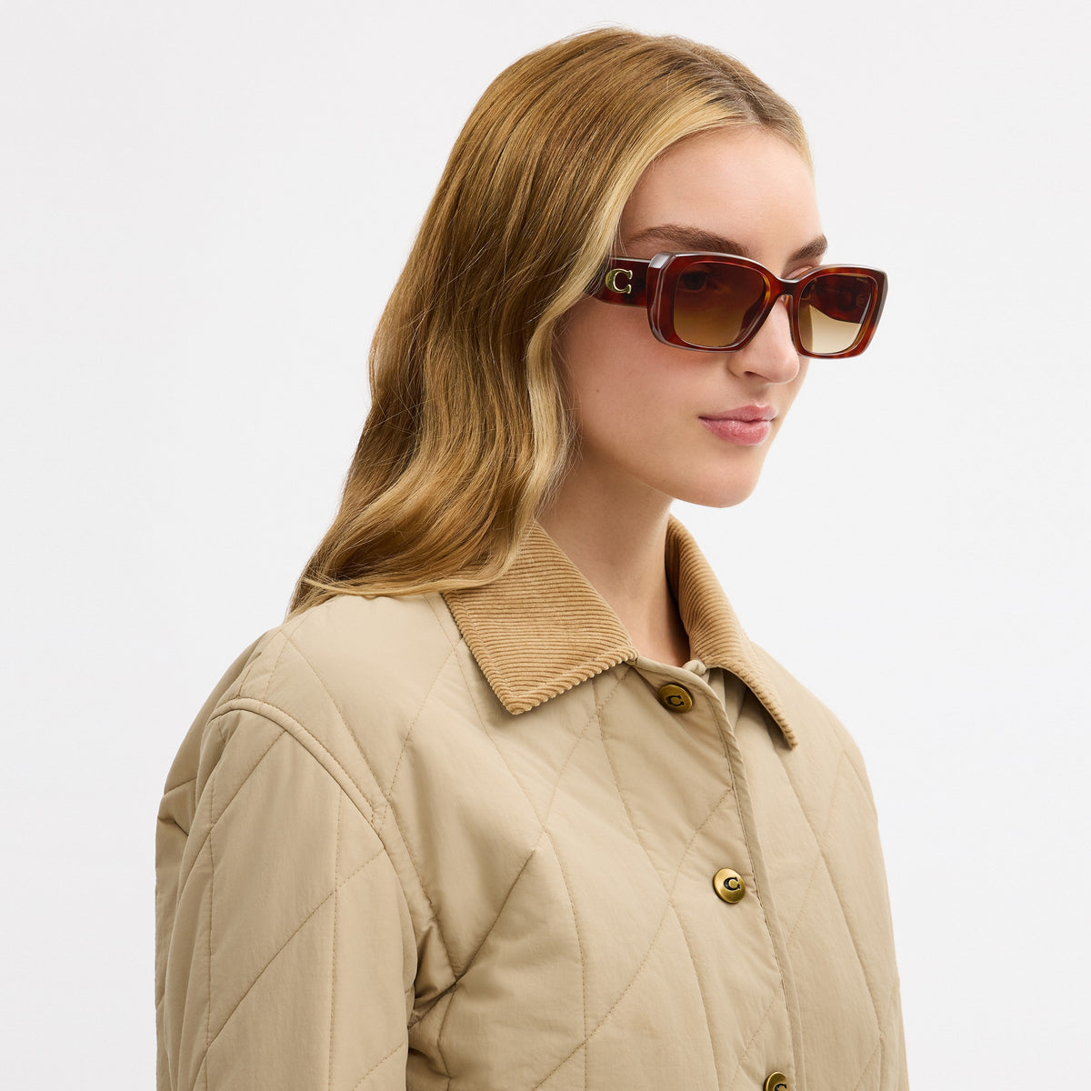 Coach Maxi Sculpted C Oversized Rectangle Sunglasses - Caramel Tortoise (4)