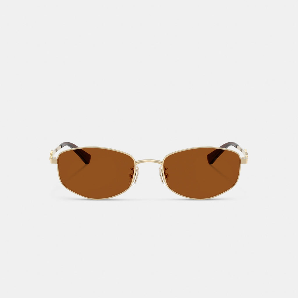 Coach Coach Script Metal Narrow Rectangle Sunglasses - Brown/Gold (Women's)