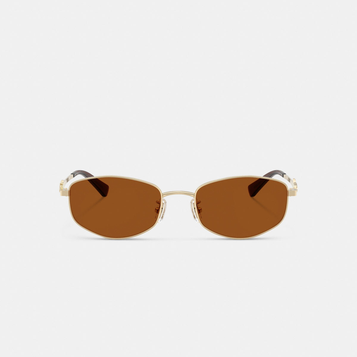 Coach Coach Script Metal Narrow Rectangle Sunglasses - Brown/Gold (Women's)
