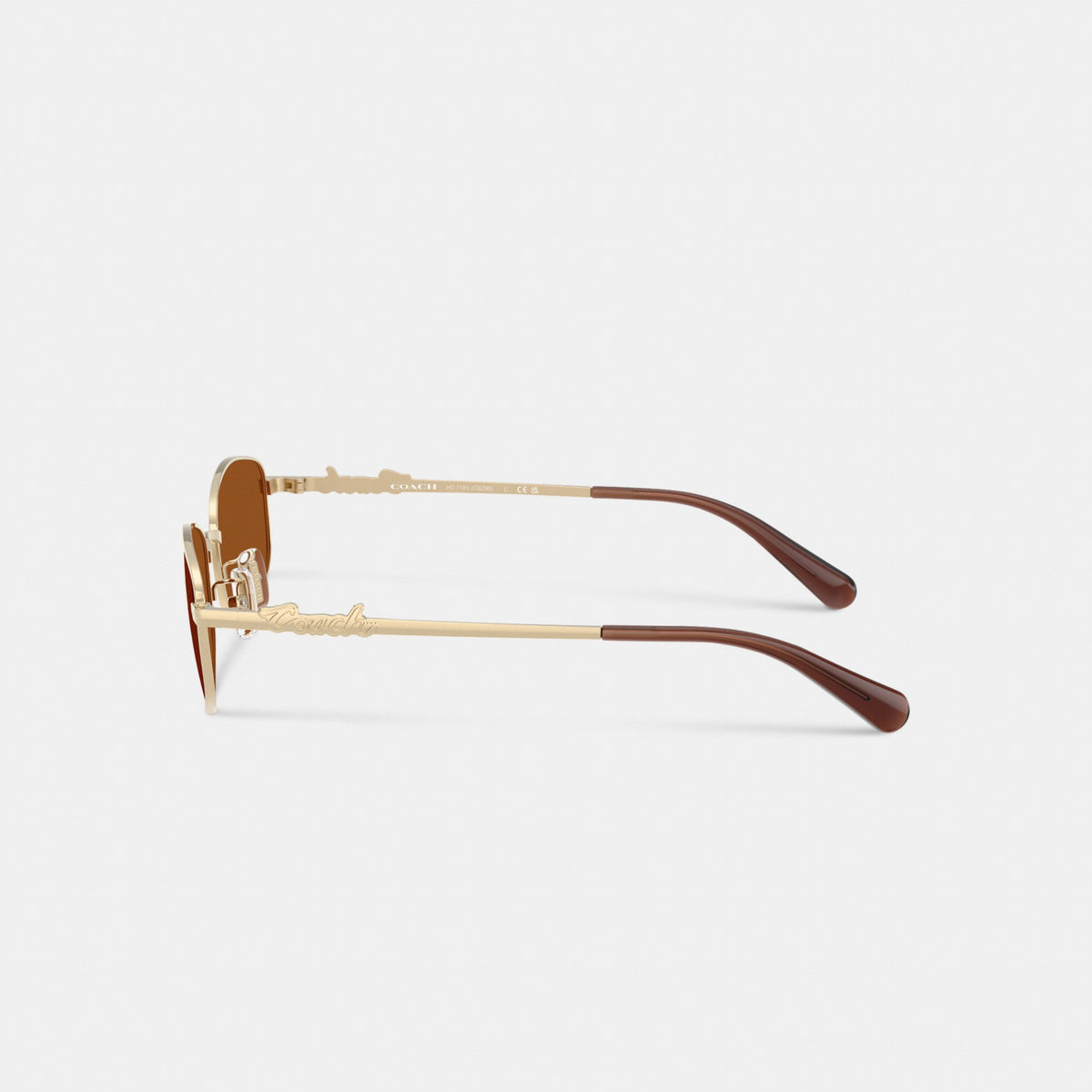 Coach Coach Script Metal Narrow Rectangle Sunglasses - Brown/Gold (Women's)
