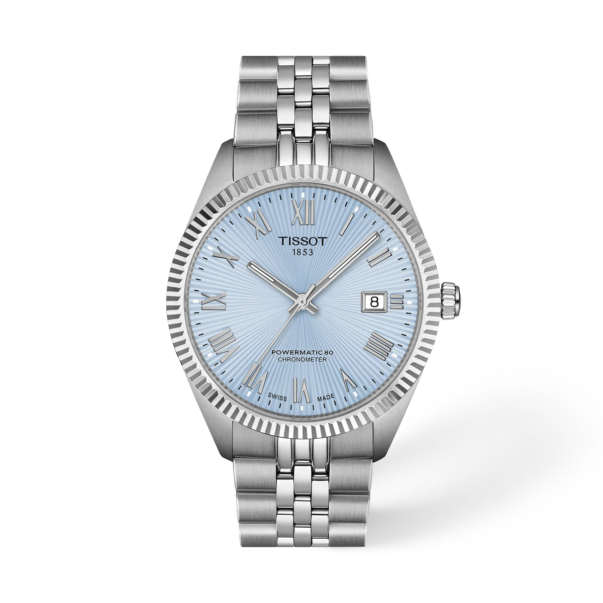Front view of the watch Tissot Ballade 39mm with shadow