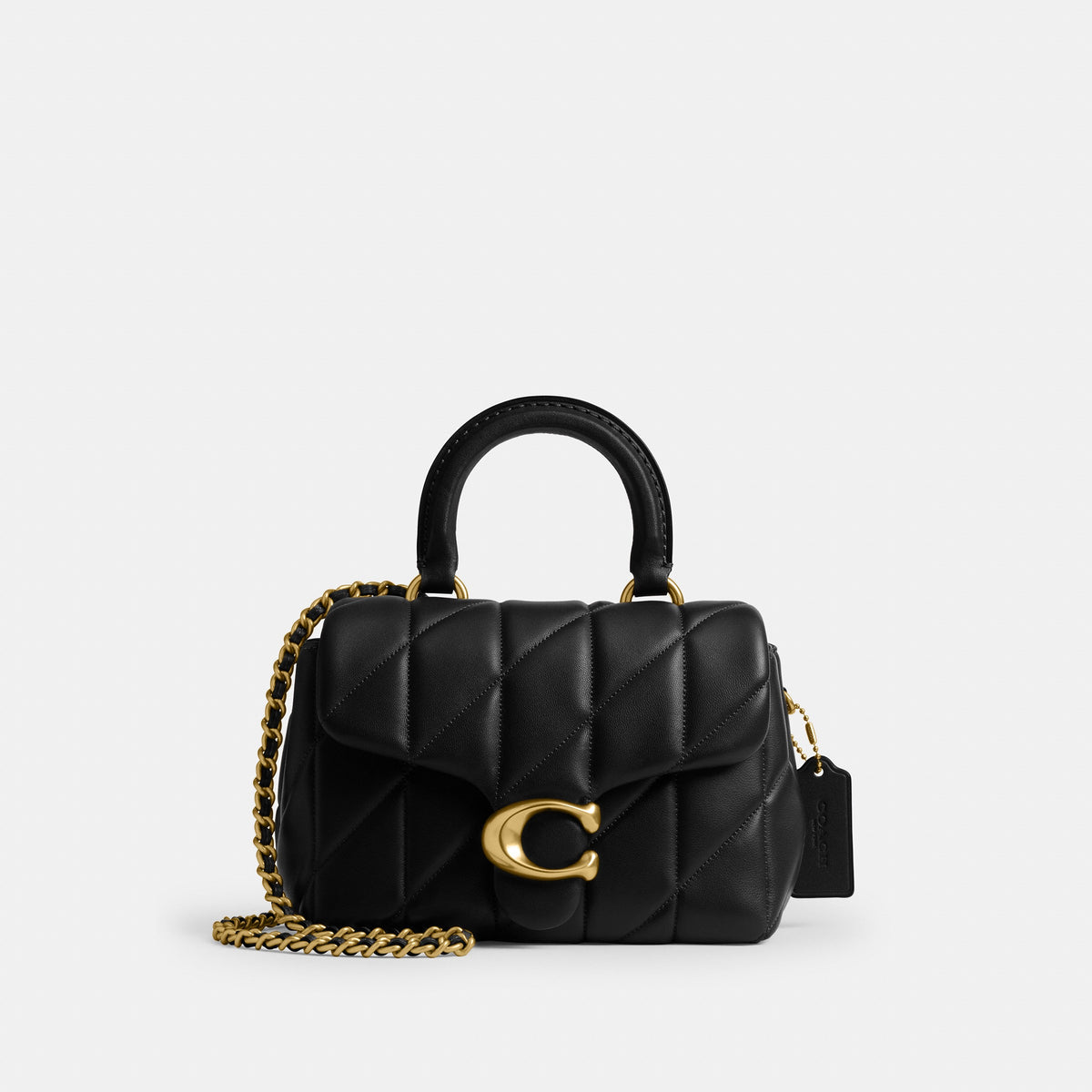 Coach Tabby Top Handle Bag With Quilting - Brass/Black