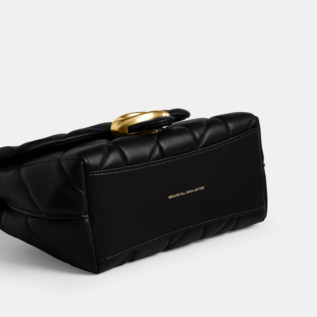 Coach Tabby Top Handle Bag With Quilting - Brass/Black (4)