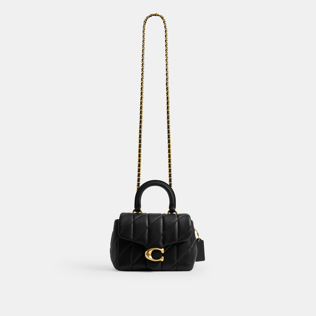 Coach Tabby Top Handle Bag With Quilting - Brass/Black (8)