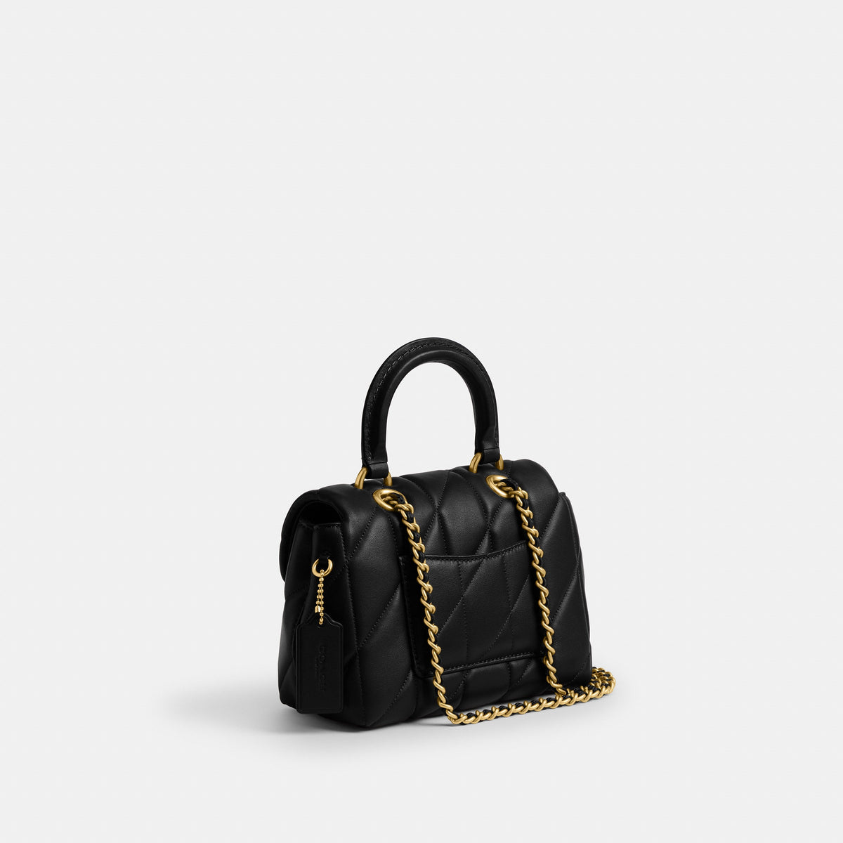 Coach Tabby Top Handle Bag With Quilting - Brass/Black (2)