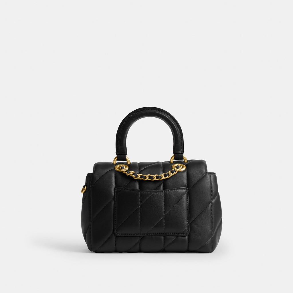 Coach Tabby Top Handle Bag With Quilting - Brass/Black (5)