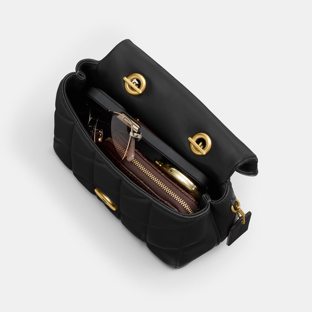 Coach Tabby Top Handle Bag With Quilting - Brass/Black (6)