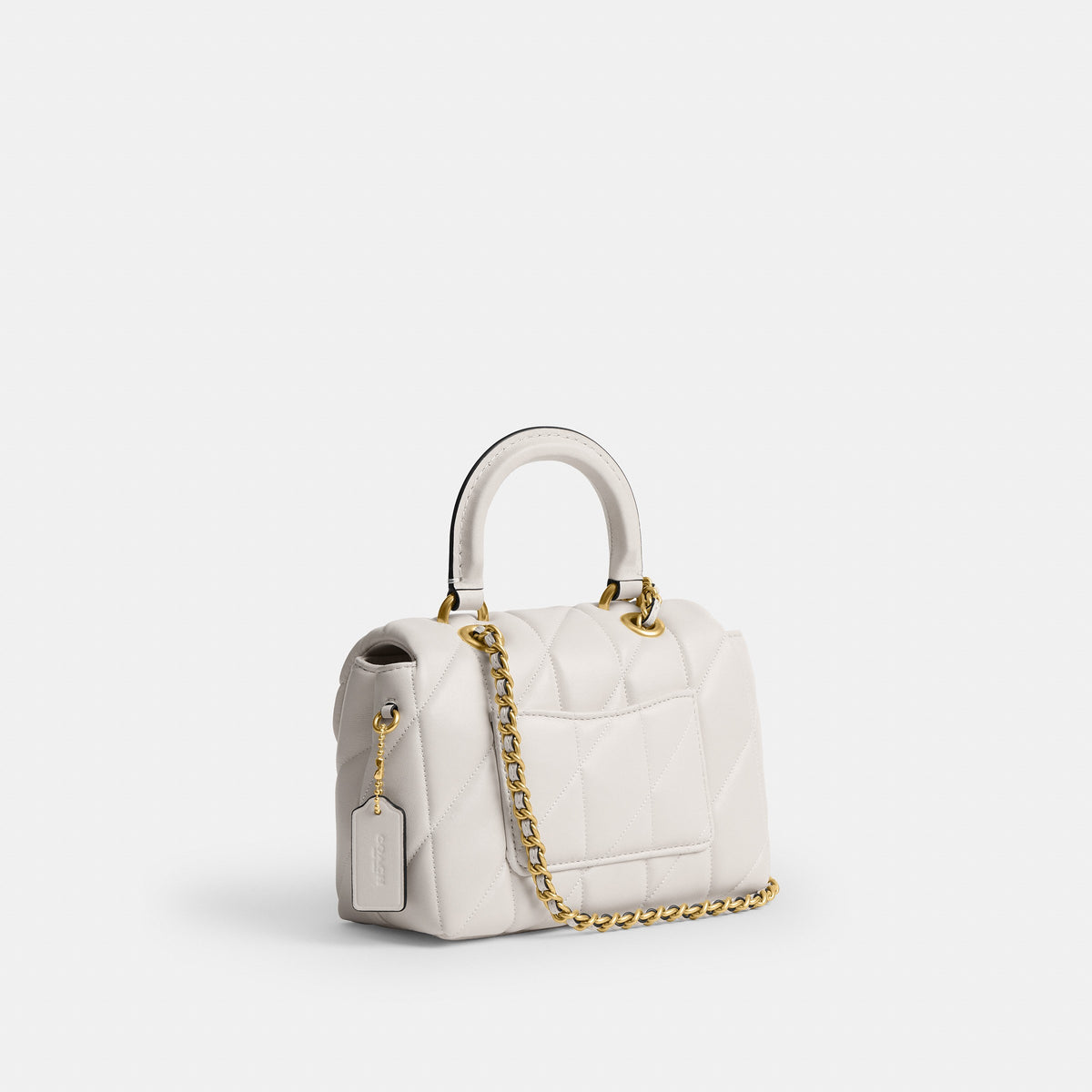 Coach Tabby Top Handle Bag With Quilting - Brass/Chalk (2)