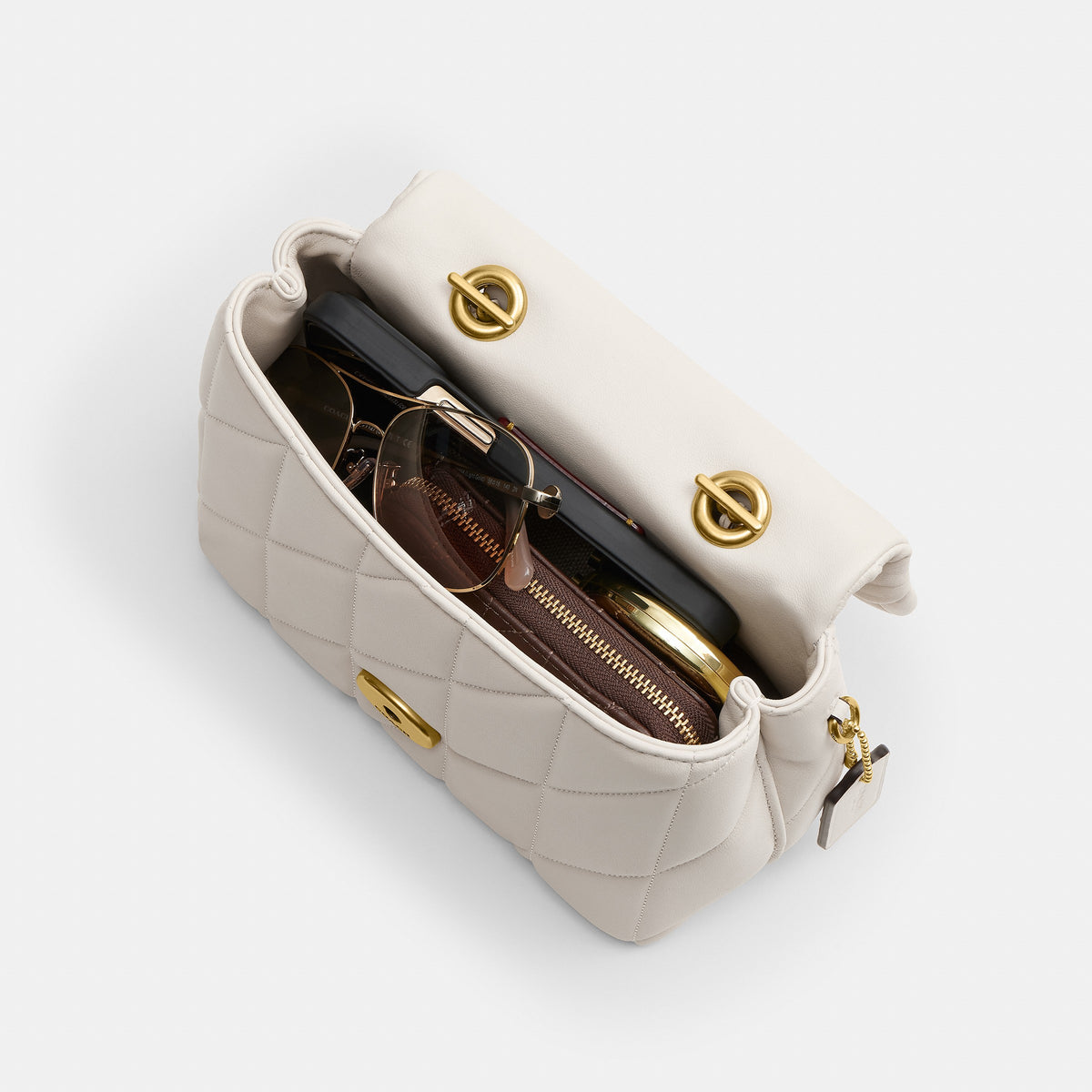 Coach Tabby Top Handle Bag With Quilting - Brass/Chalk (6)