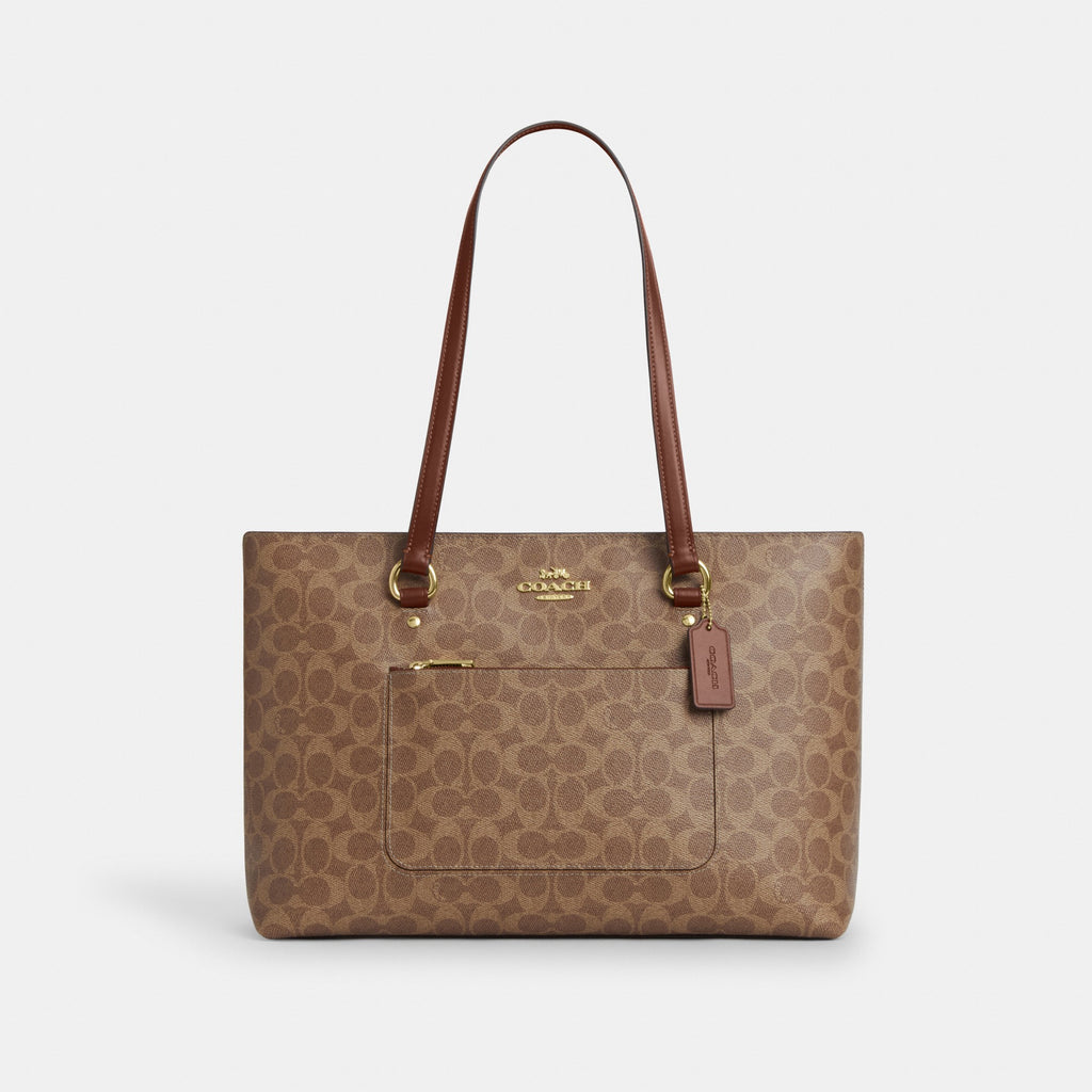Coach Station Tote Bag In Signature Canvas - Gold/Tan/Brown (Women's)