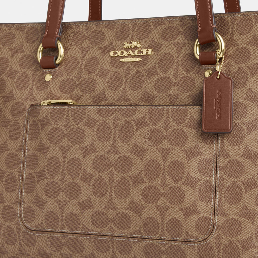 Coach Station Tote Bag In Signature Canvas - Gold/Tan/Brown (Women's)