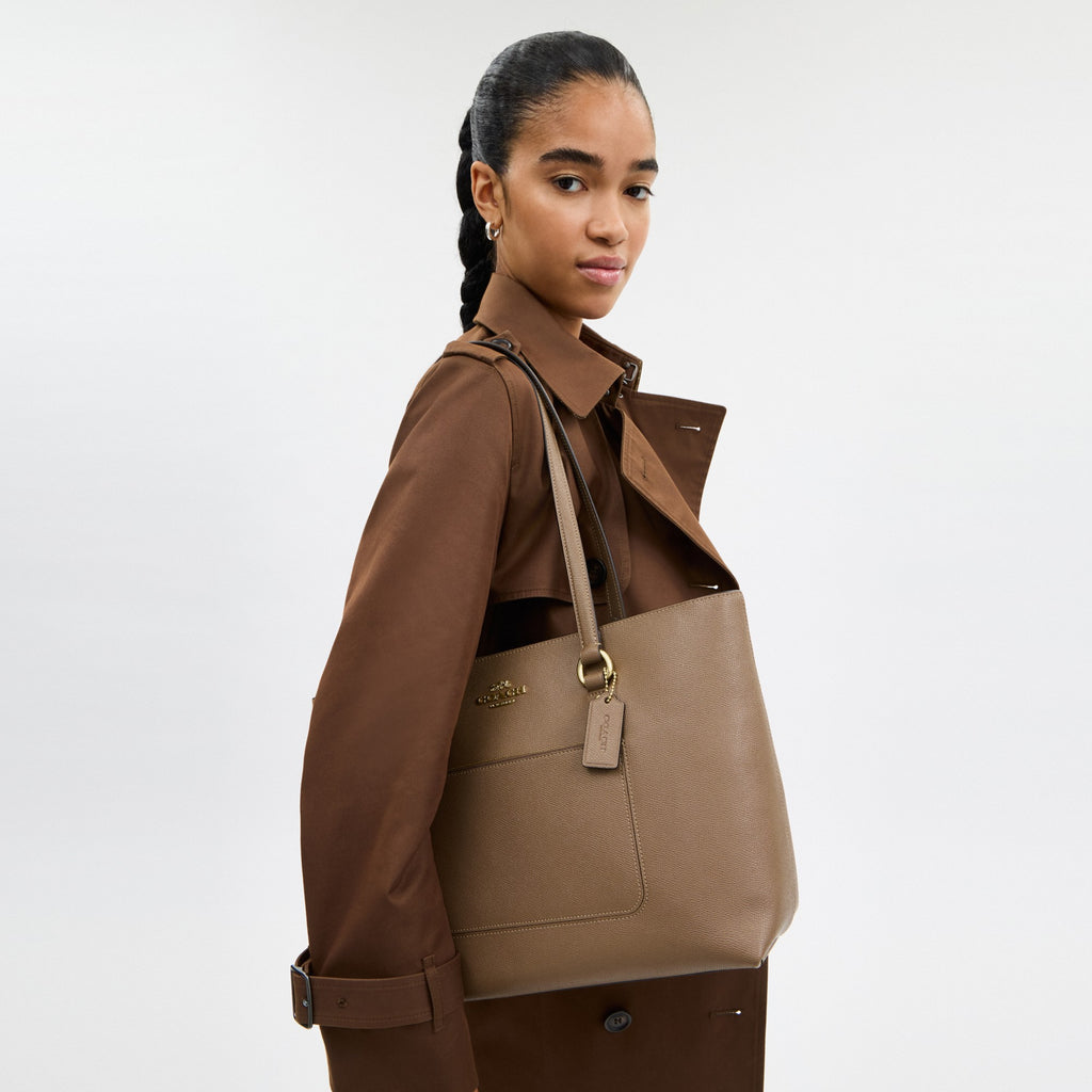 Coach Station Tote Bag - Gold/Dark Stone (Women's)