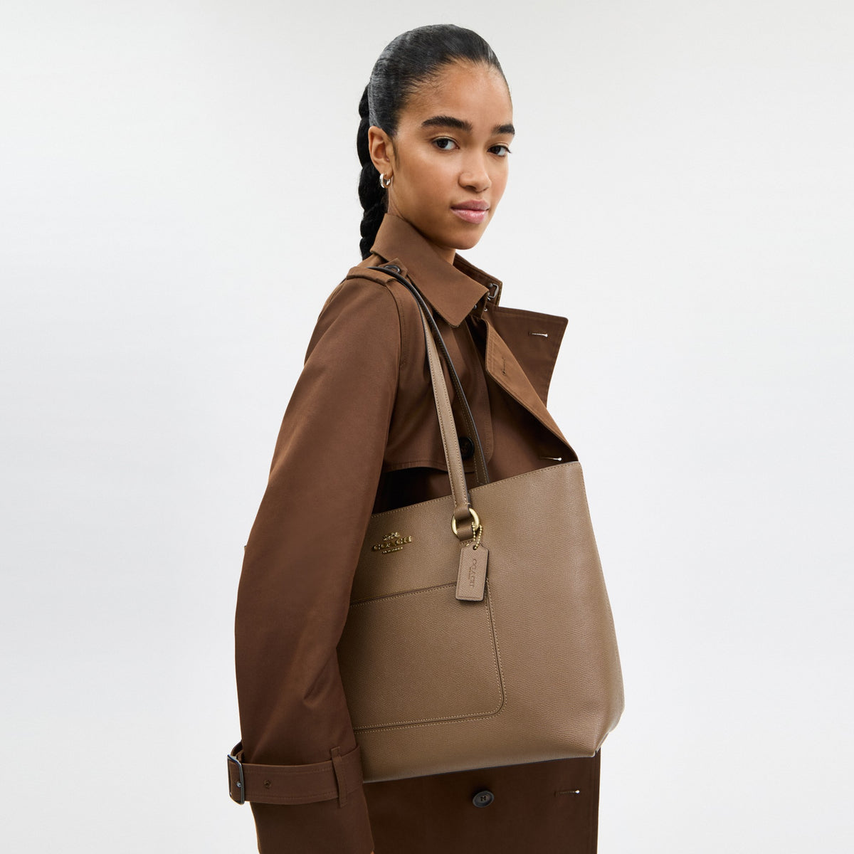 Coach Station Tote Bag - Gold/Dark Stone (Women's)