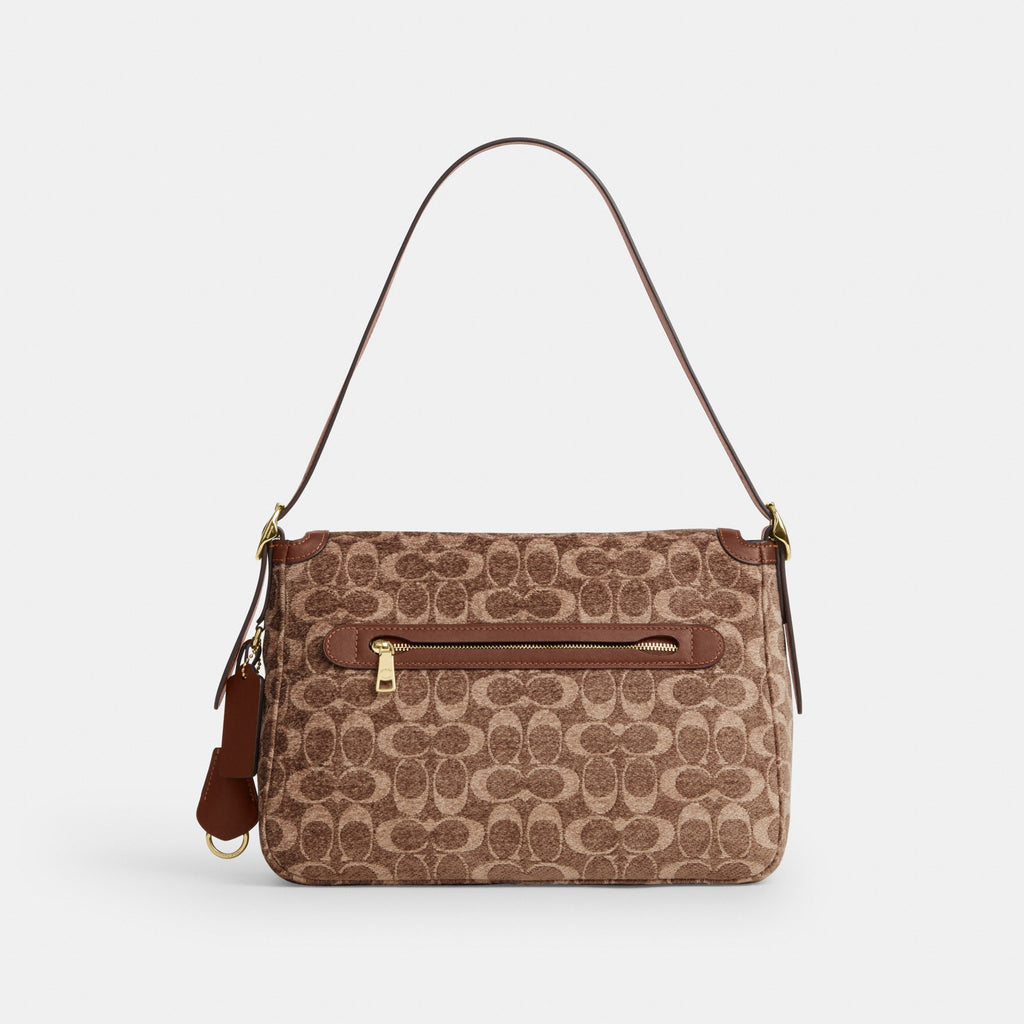 Coach Etta Flap Bag In Signature Chenille - Gold/Light Khaki/Vintage Brown (Women's)