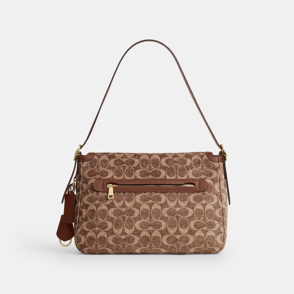 Coach Etta Flap Bag In Signature Chenille - Gold/Light Khaki/Vintage Brown (Women's)