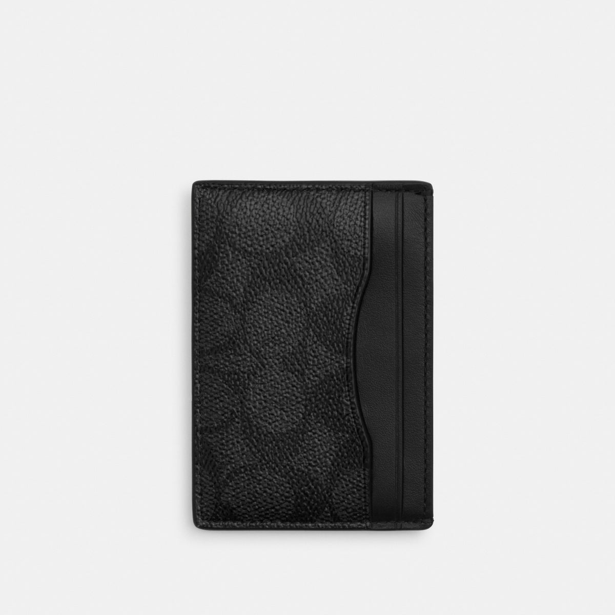 Coach Card Case With Money Clip In Signature Canvas - Gunmetal/Charcoal/Black