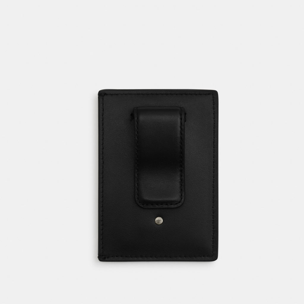 Coach Card Case With Money Clip In Signature Canvas - Gunmetal/Charcoal/Black