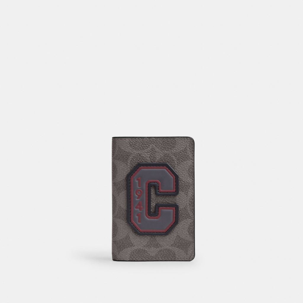 Coach ID Card Wallet In Signature Canvas With Patches - Grey Multi. (Men's)