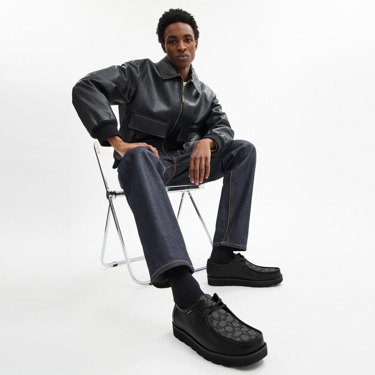 Coach Chukka Shoe With Signature Canvas - Charcoal/Black (5)