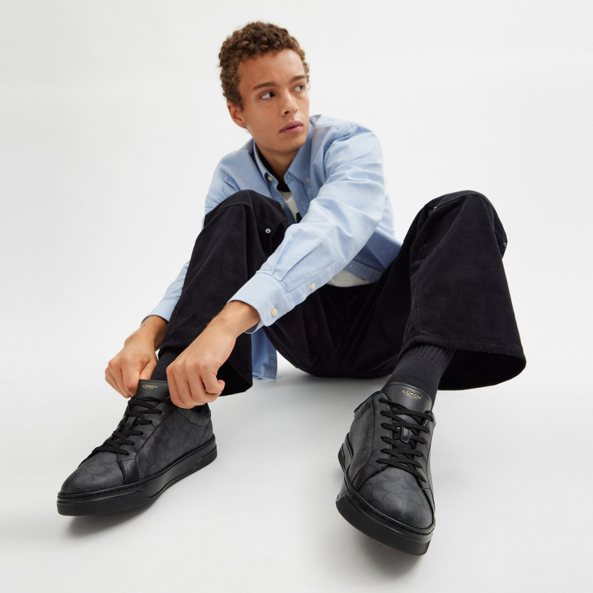 Coach High Line Sneaker In Signature Canvas - Graphite/Black (Men's)