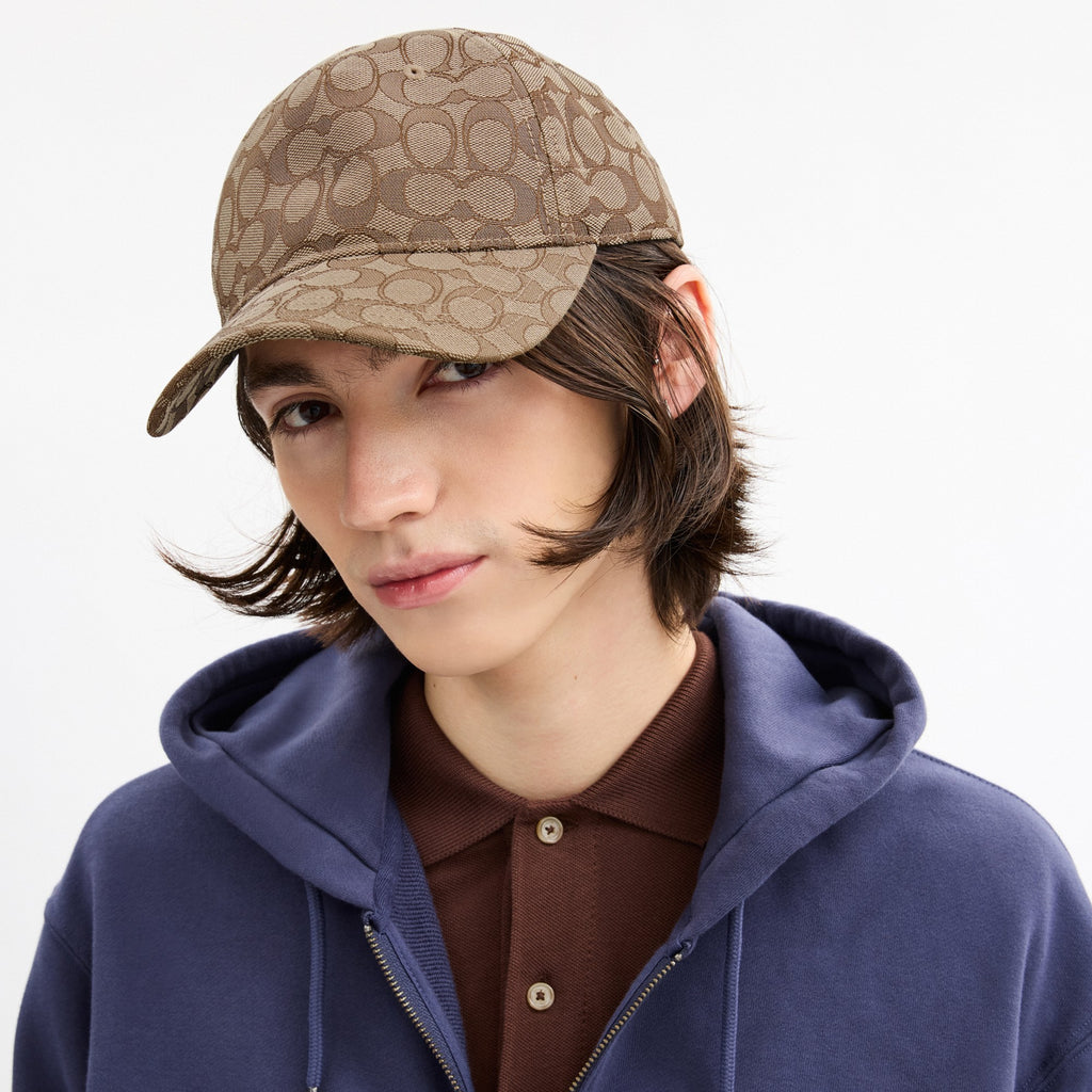 Coach Signature Jacquard Baseball Hat - Tan