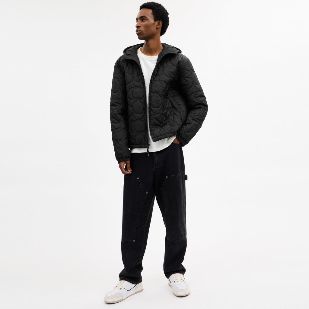 Coach Quilted Signature Puffer Jacket In Recycled Polyester - Black (Men's)
