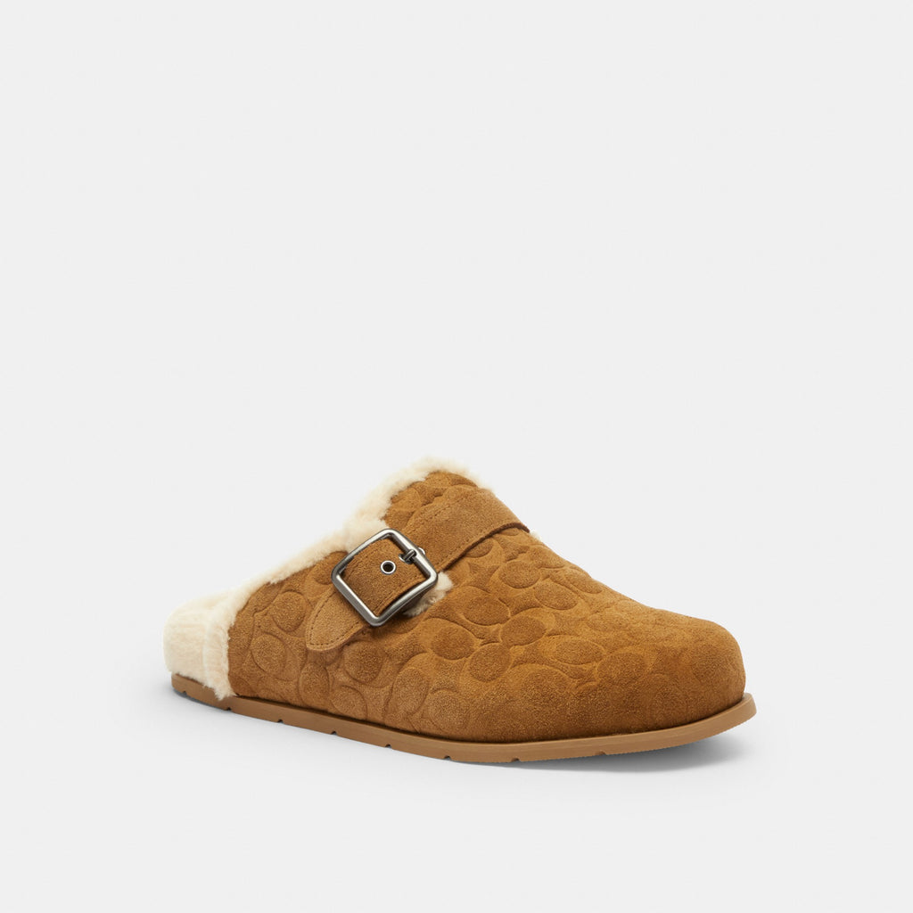 Coach Buckle Clog In Signature Suede - Tobacco (Men's)
