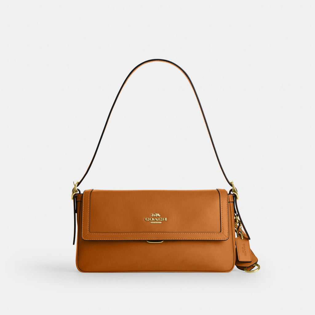 Coach Etta Small Flap Shoulder Bag - Gold/Brown (Women's)