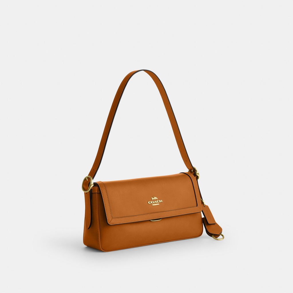 Coach Etta Small Flap Shoulder Bag - Gold/Brown (Women's)