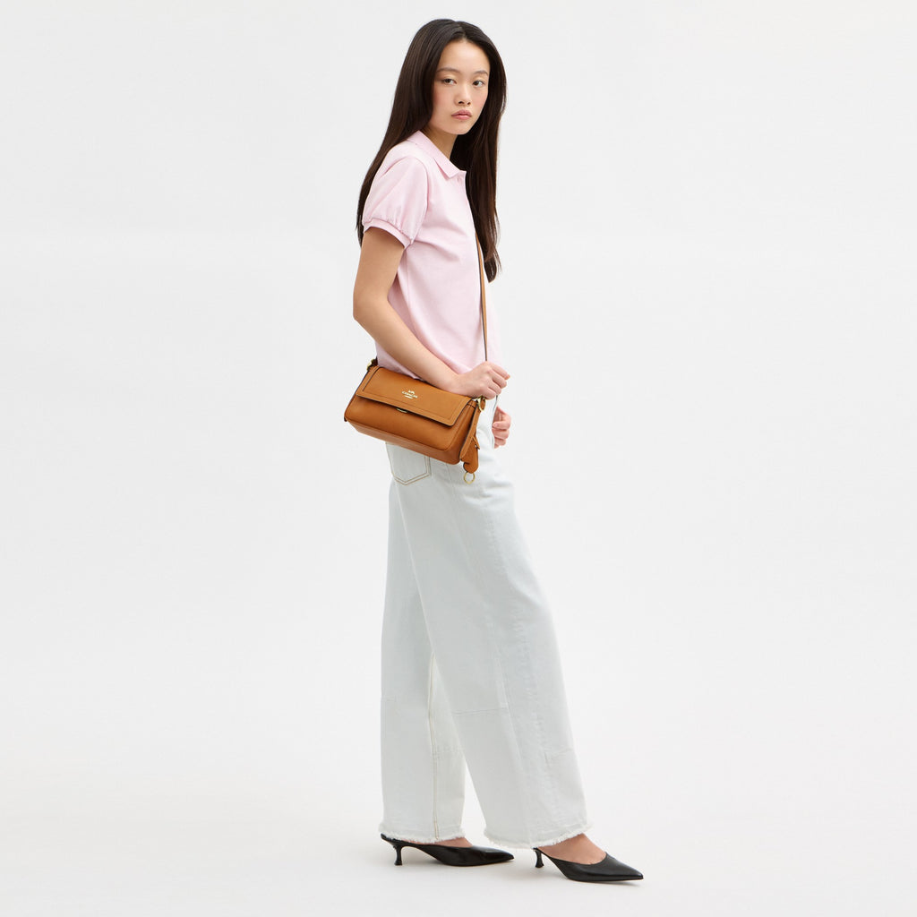 Coach Etta Small Flap Shoulder Bag - Gold/Brown (Women's)