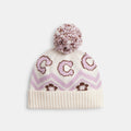 Coach Fair Isle Print Knit Beanie - Chalk Multi
