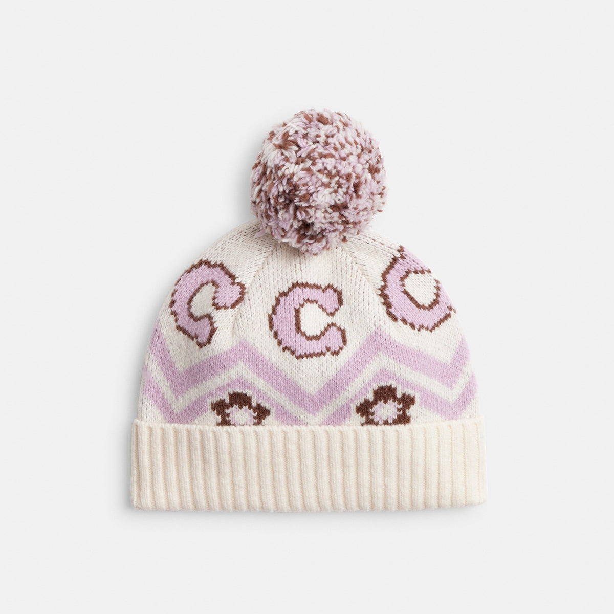 Coach Fair Isle Print Knit Beanie - Chalk Multi