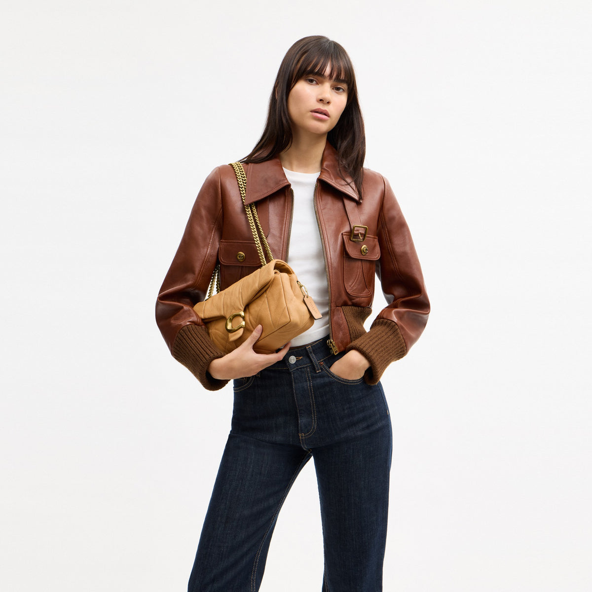 Coach Tabby Shoulder Bag 26 With Quilting - Brass/Biscuit (Women's)