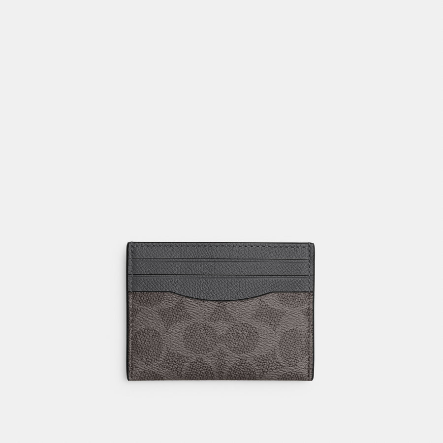Coach Card Case In Signature Canvas - Grey Signature (Men's)
