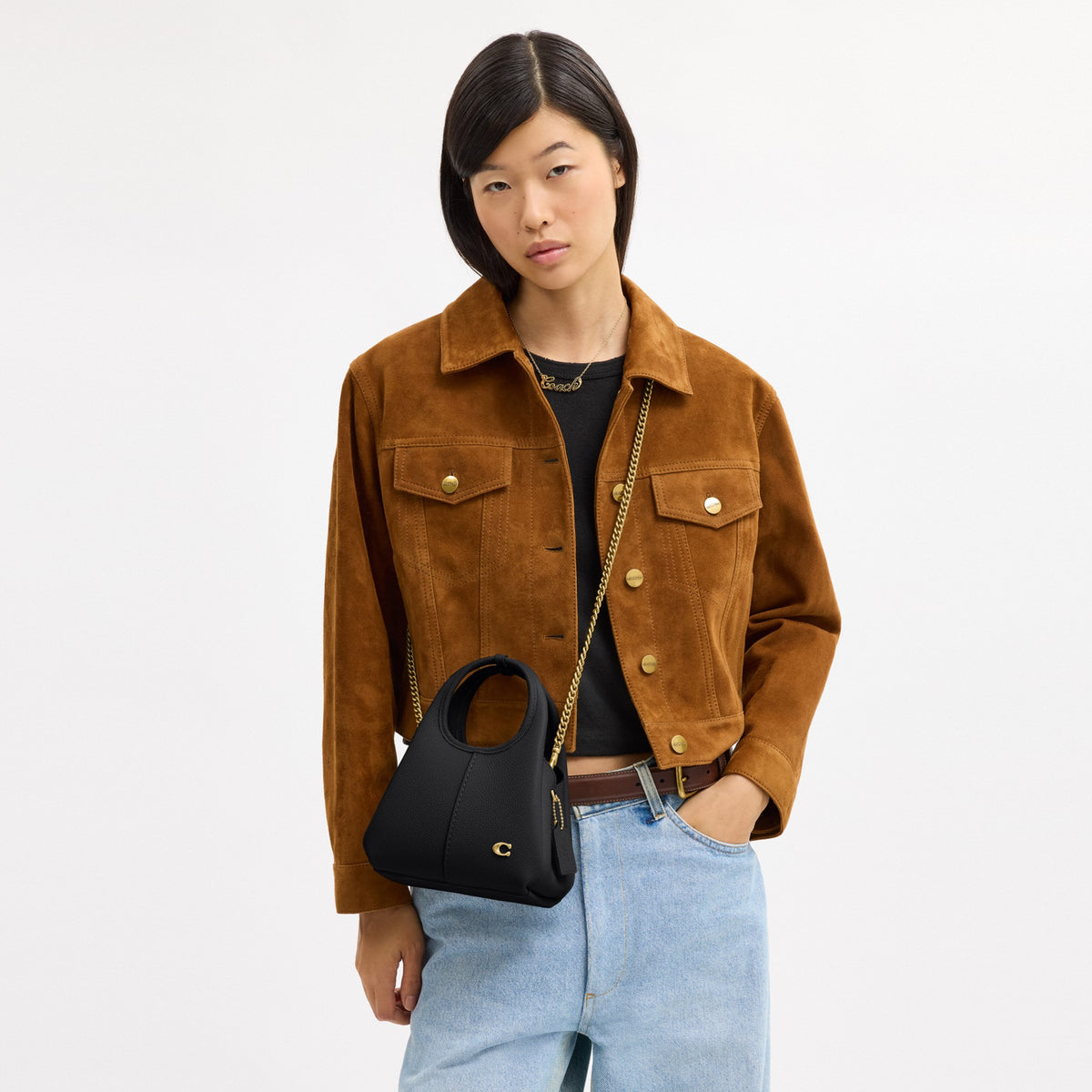 Coach Lana Shoulder Bag 19 - Brass/Black (Women's)