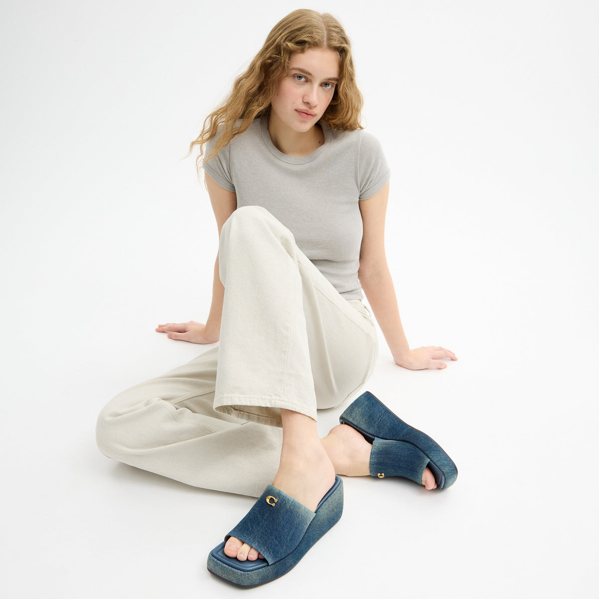 Coach Marie Platform Sandal In Loved Denim - Dark Indigo (6)
