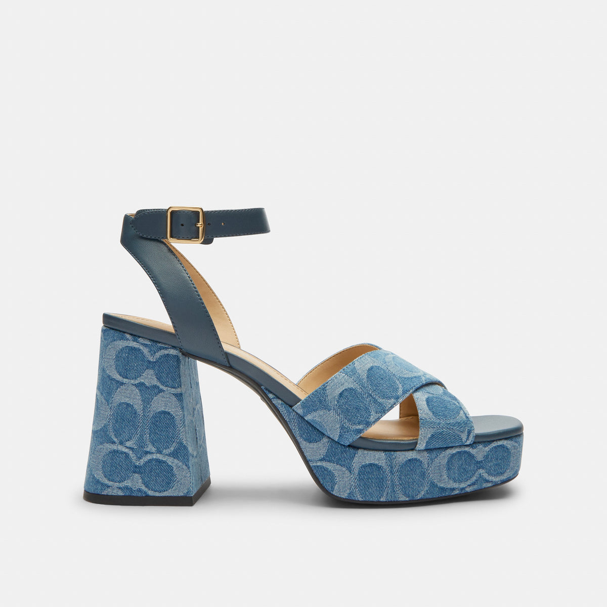 Coach Block Heel Sandal In Signature Denim - Indigo (2)