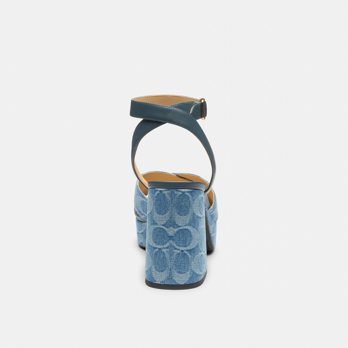 Coach Block Heel Sandal In Signature Denim - Indigo (4)