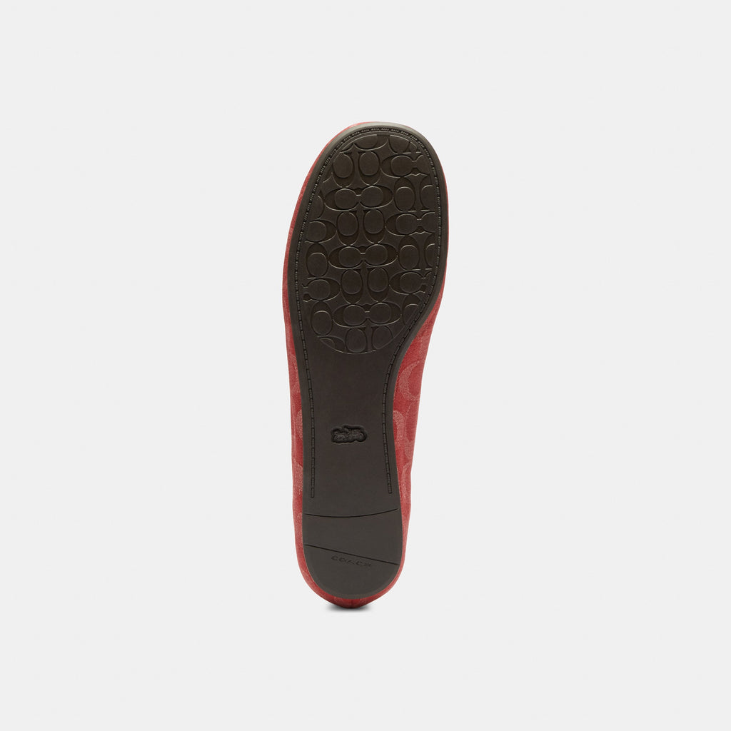 Coach Phoebe Ballet Flat In Signature Denim - True Red (5)