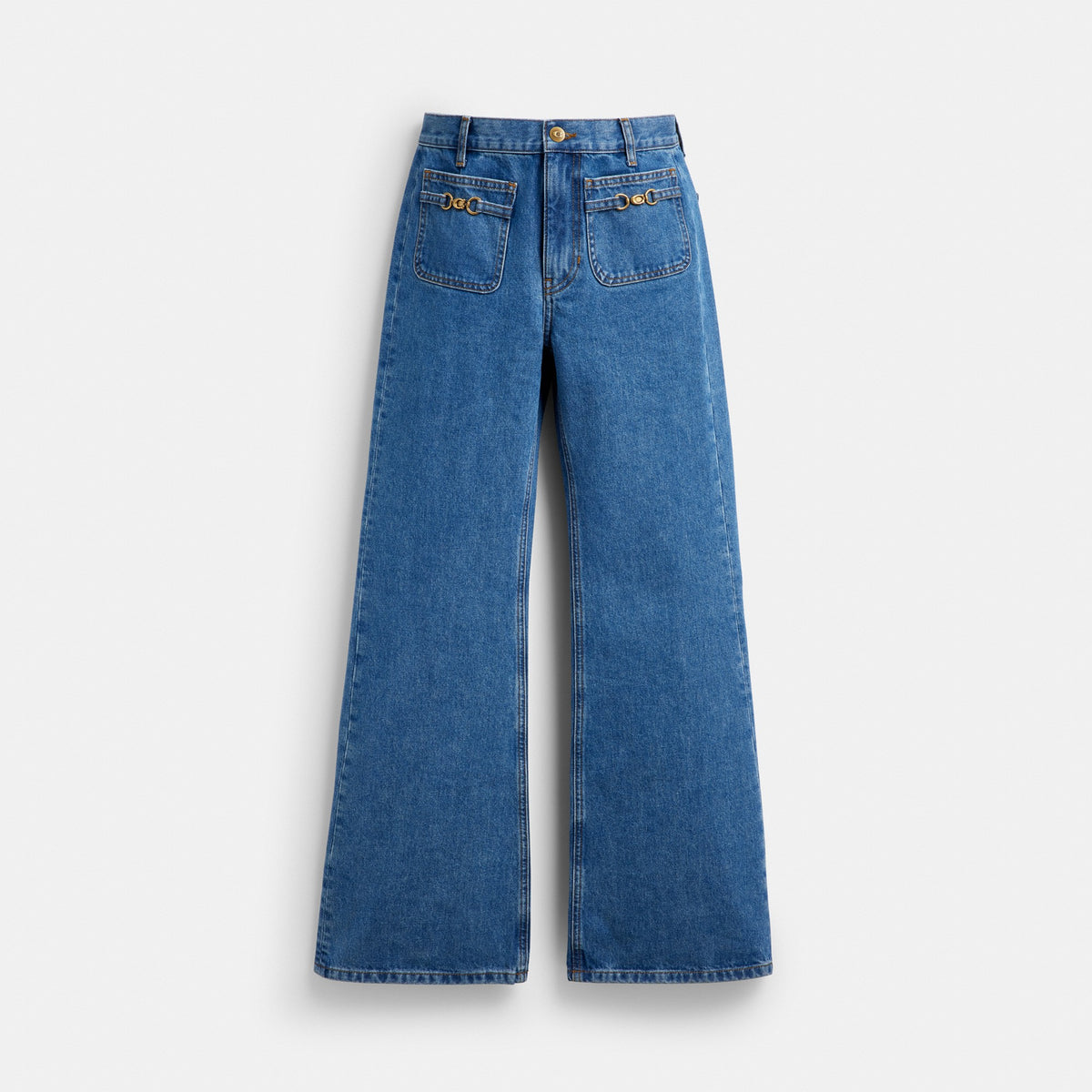 Coach Sculpted C Denim Pants In Organic Cotton - MEDIUM BLUE (Women's)